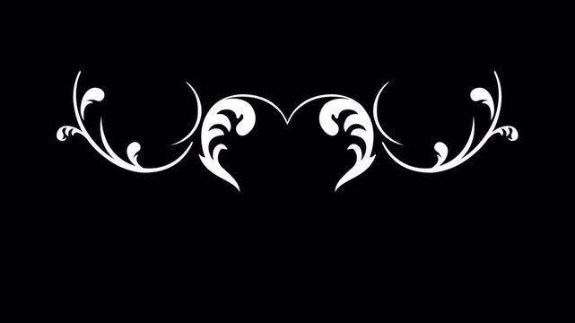 Elegant White Flourish Design Element on Black Background.