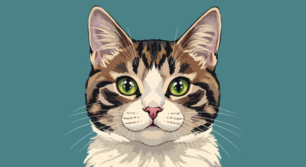 Illustration of a Brown Tabby Cat Face. © Djiwa