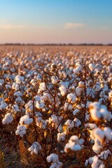 Golden Hour on Rural Cotton Farm Landscape at Harvest's End