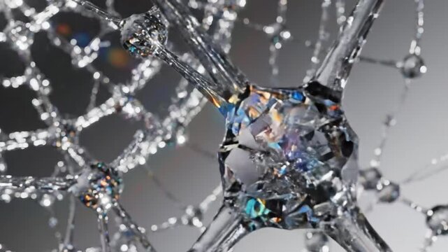 Abstract crystalline network with iridescent light reflections
