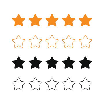 Star rating icon set with filled and outline vector design