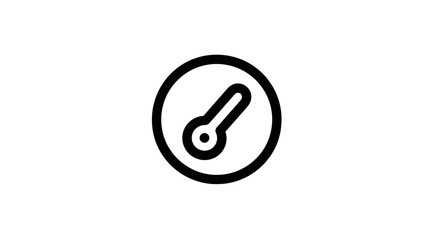 A simple black and white icon resembling a dial with a needle or pointer inside. It's on a white background
