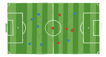 Soccer Field Tactical Formation with Players Positions. © Khansa505