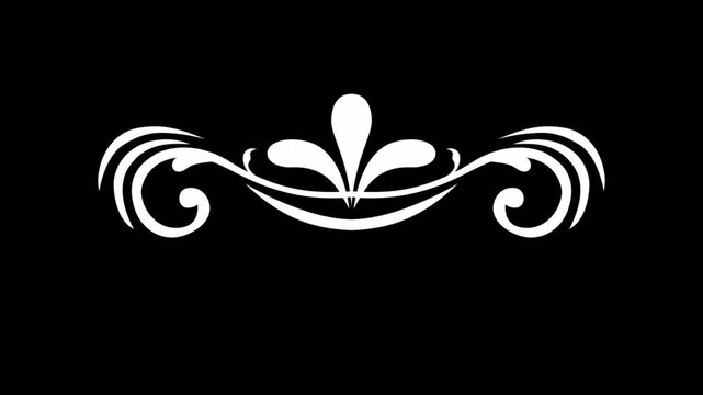 Elegant White Flourish Design Element on Black Background.