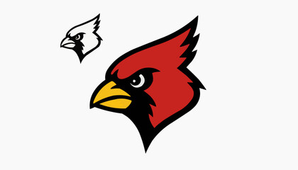 Cardinal Bird Head Logos &ndash; Fierce Sports Mascot Illustration