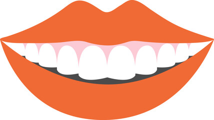 Smiling mouth color icon. Healthy white teeth