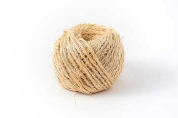 Sisal rope made of natural fiber isolated on a white background