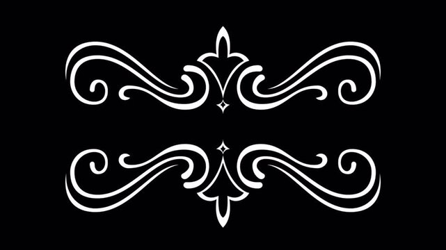 Elegant White Flourish Design on Black Background.