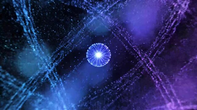 Abstract glowing particle sphere representing global network connection