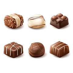 Obraz premium Assorted Chocolates Delicious Set Vector Illustration