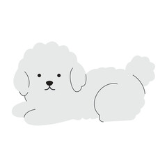 Fototapeta premium Adorable fluffy white puppy in a resting pose vector illustration.