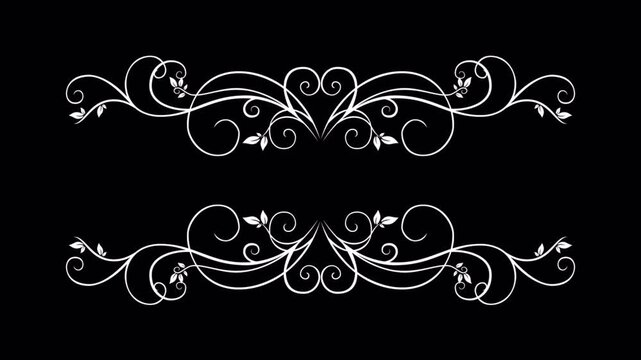 Elegant White Flourish Design on Black Background for Decorative Accents.