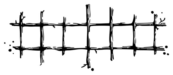 Rustic hand drawn wooden grid or branch lattice illustration in black ink © AdrianGebert