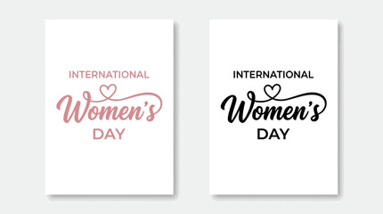 International Women&rsquo;s Day vector design with heart‑shaped W, elegant typography, pink and black versions, global celebration artwork, empowering feminine identity, commemorative illustration, equality