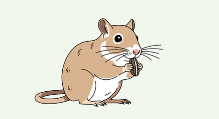 Adorable brown gerbil eating a sunflower seed in a flat vector illustration perfect for children's designs and educational resources