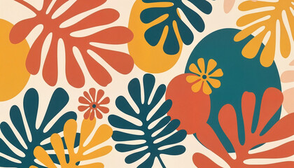 Fototapeta premium Colorful abstract tropical leaves pattern in spring home decor style 