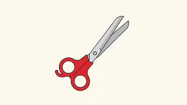 Red Scissors Illustration on White Background.