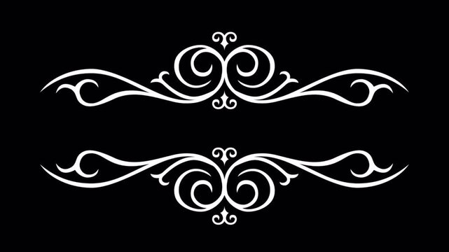 Elegant White Flourish Design on Black Background for Graphic Elements.