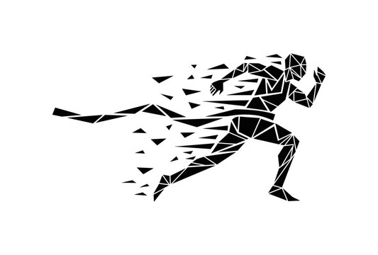 Abstract geometric runner silhouette in motion