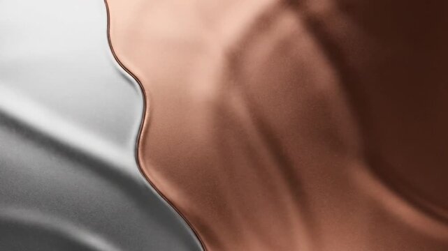 Abstract wavy metallic texture with silver and copper colors