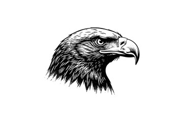 Fototapeta premium Majestic eagle head profile in detailed black and white art
