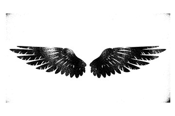 Obraz premium Grunge-style black and white speckled wings on white background