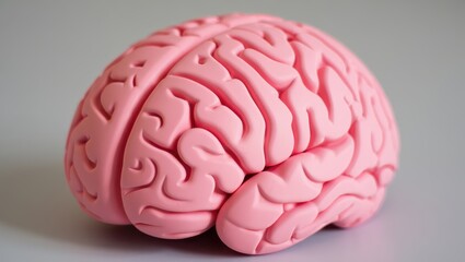 Fototapeta premium Pink Brain Model on Gray Background