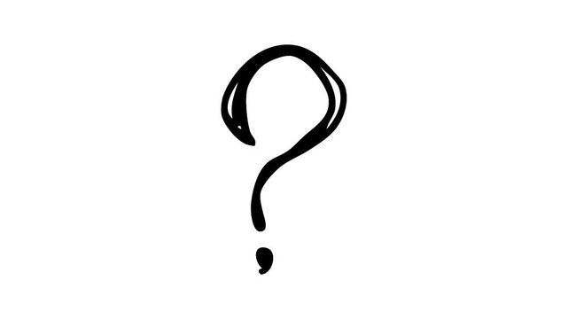 Question mark animation in doodle style on a white screen