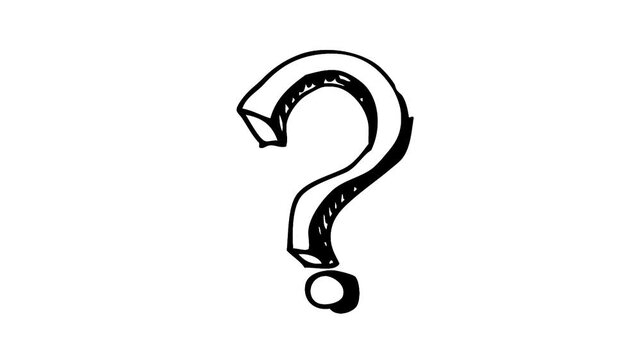 Question mark animation in doodle style on a white screen