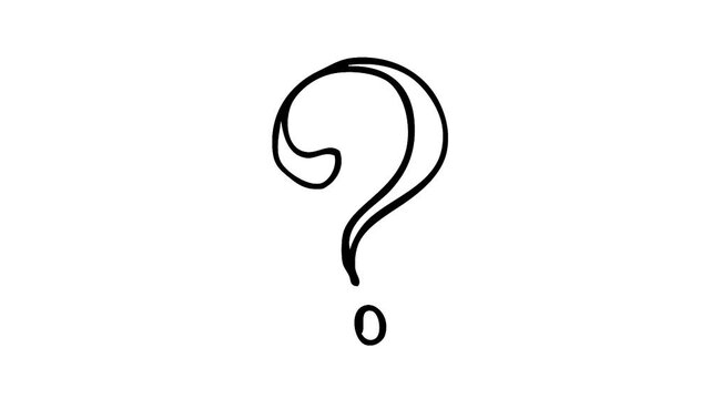 Question mark animation in doodle style on a white screen