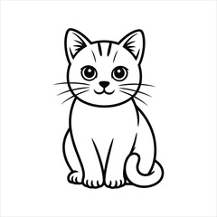 Obraz premium Cute Domestic Cat Sitting Portrait Outline for Pet Lover Design