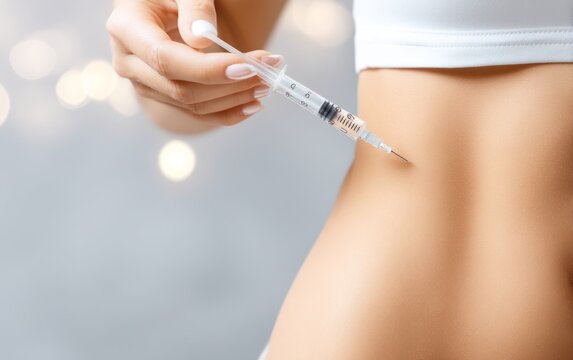 Syringe Near Abdomen for Injection Procedure in Patient