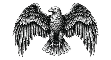 Black and white of eagle with spread wings bird wings spread animal © Vector KIng