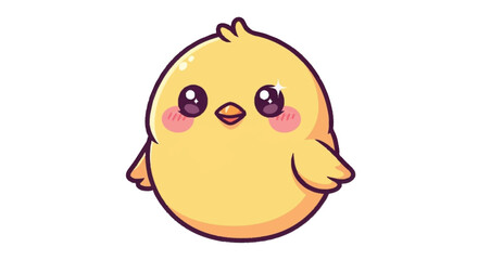 Yellow cartoon chick with blush cheeks and big eyes cute © Stock Fire