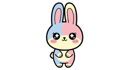 Obraz premium Cute cartoon rabbit with pastel colors and big eyes