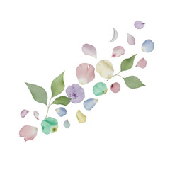 Obraz premium A delicate arrangement of colorful flowers and leaves