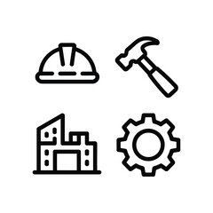 Naklejka premium Industrial Construction Site Safety and Building Equipment Icons