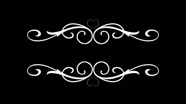 Elegant White Flourish Design on Black Background for Titles and Text.
