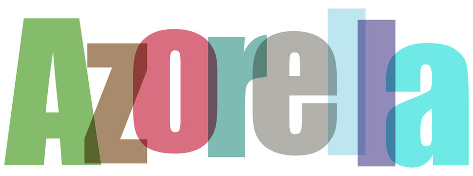 Colorful Azorella Typography Isolated on White Background