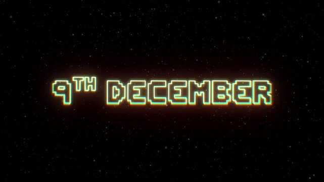 9th December Neon text with retro style