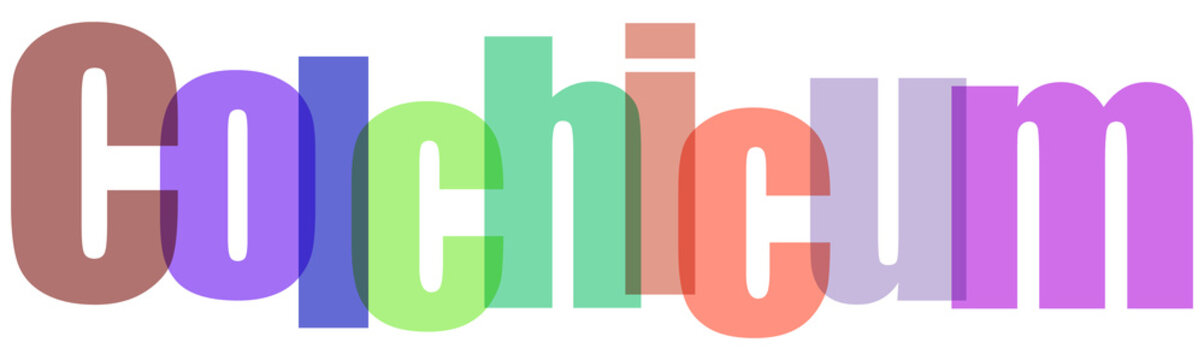 Colchicum Text in Colorful Multicolored Letters on White Background
