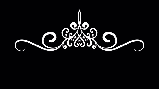 Elegant White Flourish Design on Black Background.
