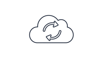 Modern cloud computing data synchronization icon illustration.