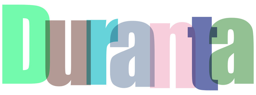 Colorful Duranta Text on White Background