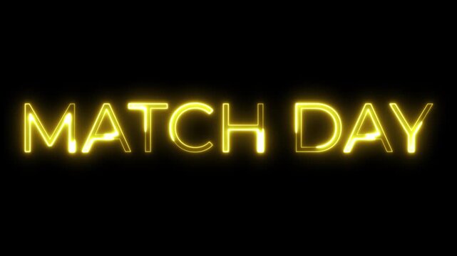 Match Day Neon Glow Animated Text on Black Background Video