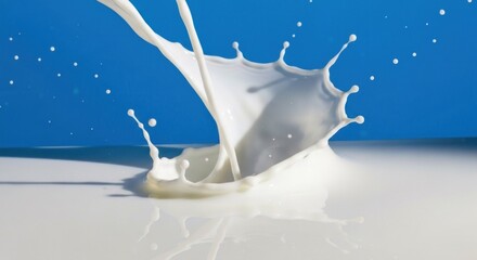 Milk splash on a blue background