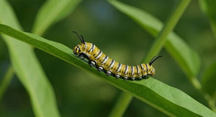 Monarch caterpillar on a leaf