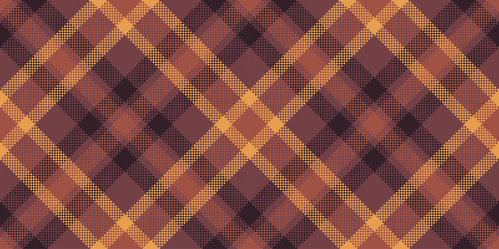 Madras tartan fabric check, carnival vector pattern background. Thread seamless textile plaid texture in red and dark colors.