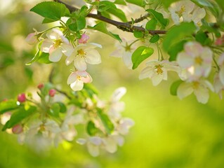 Obraz premium Cherry Spring blossoms bokeh blurred nature background, AI generated image