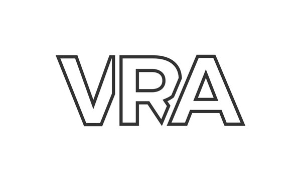 VRA logo design template with strong and modern bold text. Initial based vector logotype featuring simple and minimal typography. Trendy company identity.